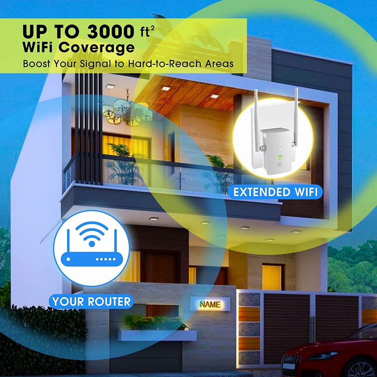 cotsoco WLAN Verstärker Repeater I 1.200Mbit/s Dualband WLAN Repeater I Internet Verstärker Hohe Reichweite, Repeater mit LAN Anschluss, Steckdose, 867Mbit/s 5GHz + 300Mbit/s 2,4GHz, Kompakte Bauweise