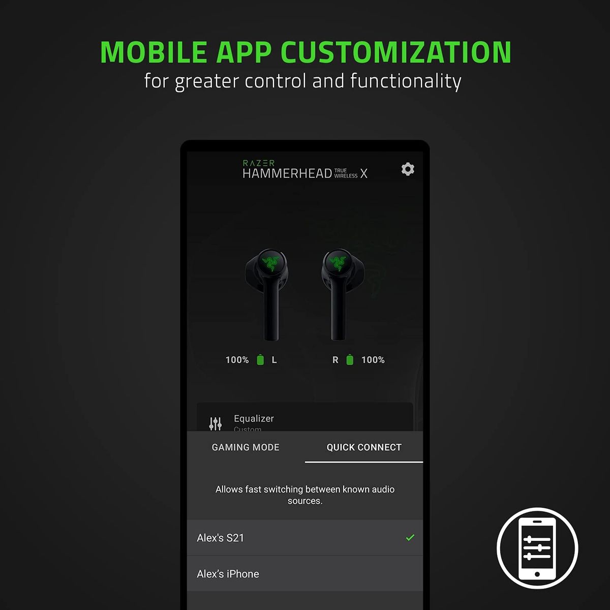 Razer Hammerhead True Wireless X Mobile Headset InEar Stereo BT Black