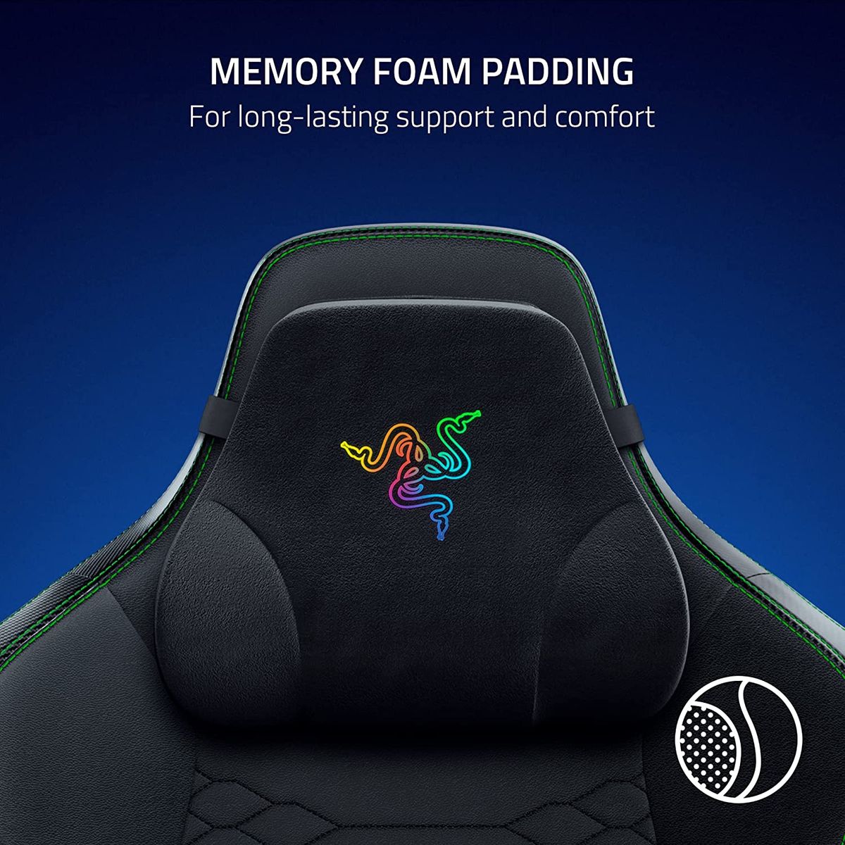 Razer Head Cushion Chroma RGB Nacken- & Kopfkissen für Gaming Stühle Black