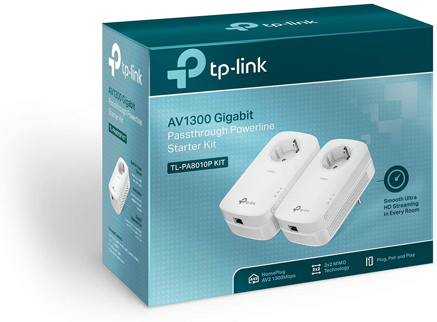 TP-Link TL-PA8010P KIT 1300 Mbit/s Eingebauter Ethernet-Anschluss 2 Stücke