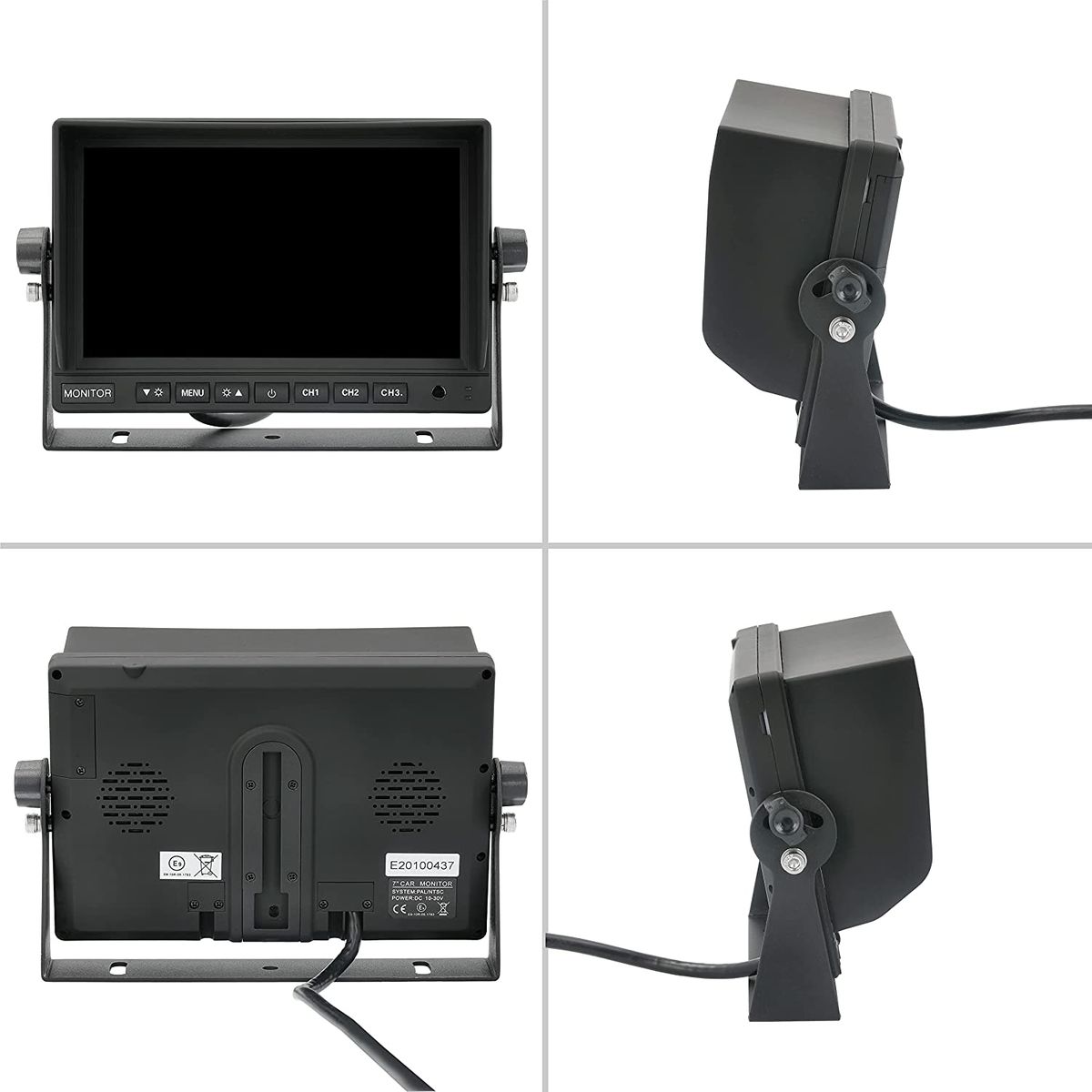 VSG 13163 – 7 1080P-HD LKW Rückfahrmonitor, Heavy Duty, Monitor inkl. Adapterkabel, e-Zulassung, Nachtsicht, 3 x AV IN, 12-24 V 22A. 7 1080P-HD Rückfahrmonitor