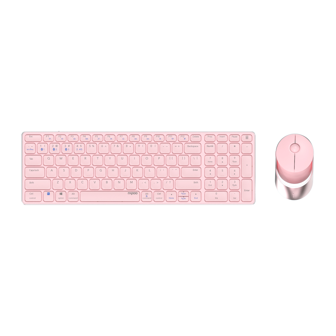 Rapoo 9750M Tastatur Maus enthalten RF Wireless + Bluetooth Pink - (DEU Layout - QWERTZ)