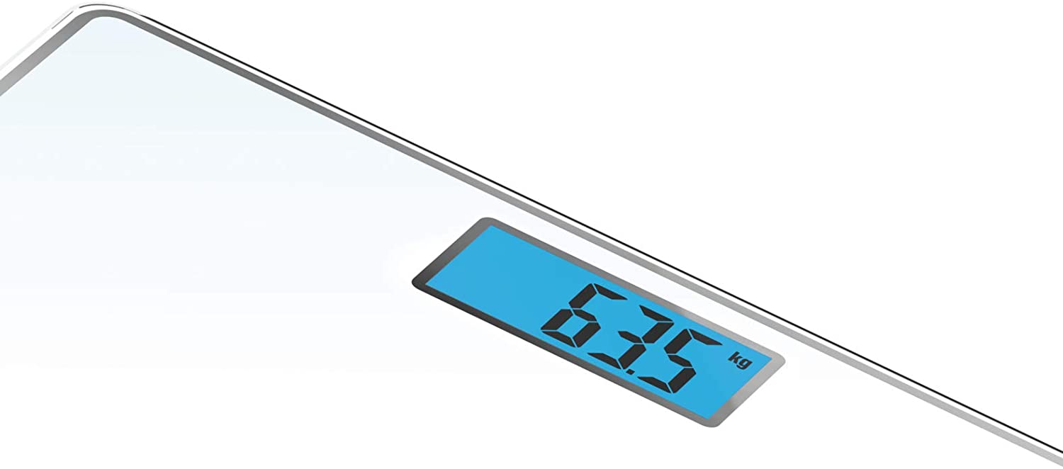 Rowenta BS1501 Classic Electronic Personal Scale, 31 x 31 cm, up to 160 kg with precision scale per 100 g, 22 mm thick, batteries included, tempered glass, white.