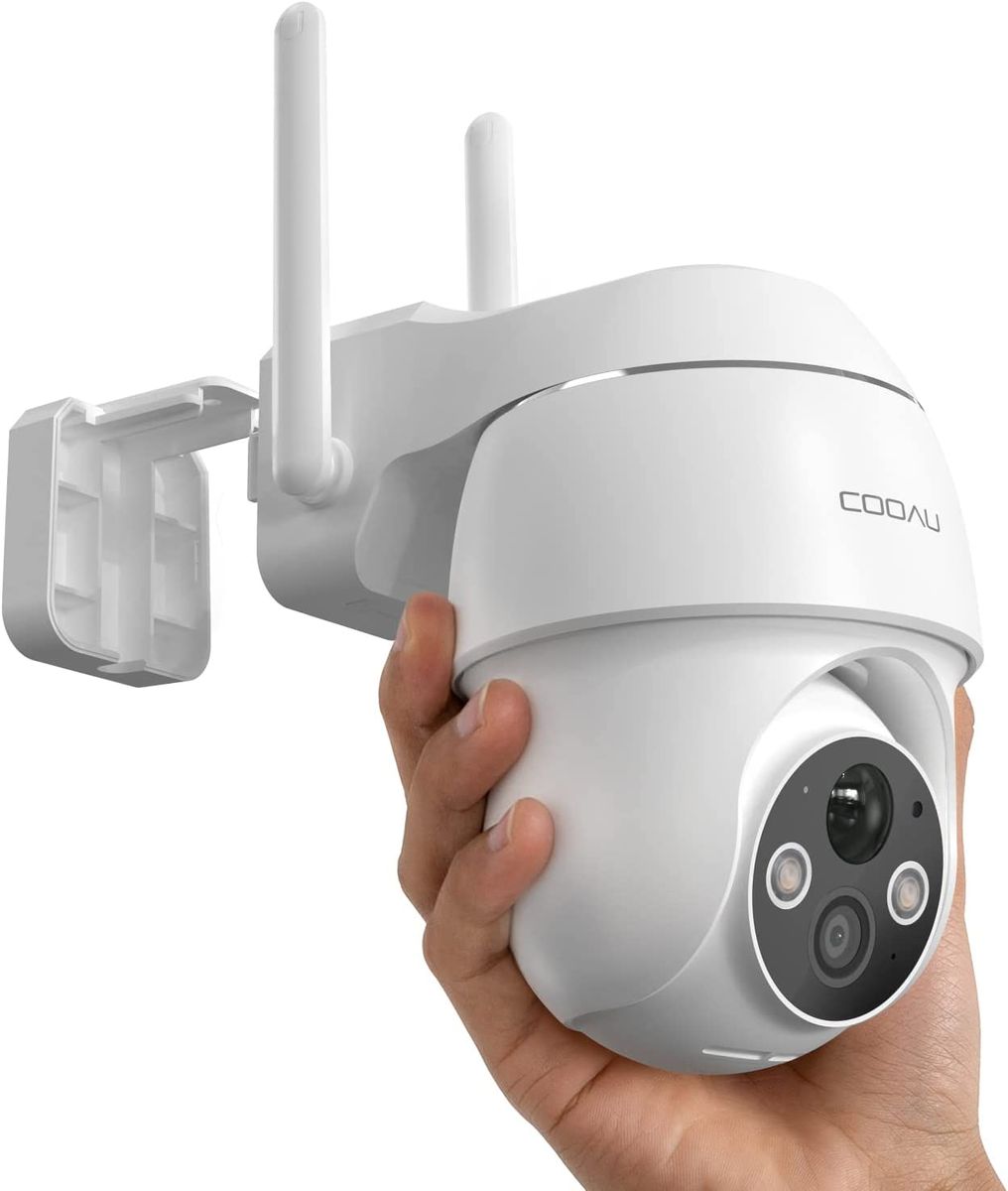 COOAU 2K Überwachungskamera Aussen Akku, 355°/90° Schwenkbar, Kabellose WLAN IP Kamera Outdoor mit Nachtsicht in Farbe, Personen-/Bewegungserkennung, IP66 Wasserdicht, Cloud-Speicher 3MP - Weiß