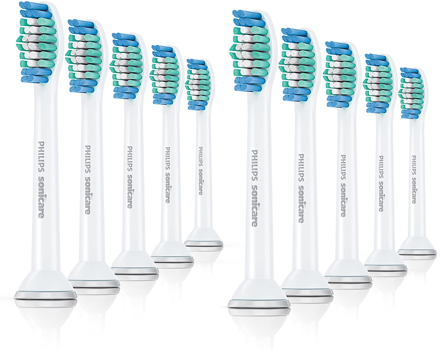 Philips Sonicare Original Basic Clean HX6010/30 brush, 1.5x more plaque removal, standard, pack of 10, White Single