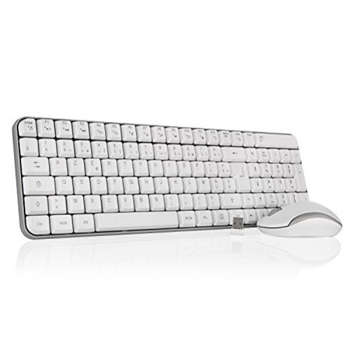 jelly comb Leise kabellose Maus und Tastatur weiß grau FR-Layout