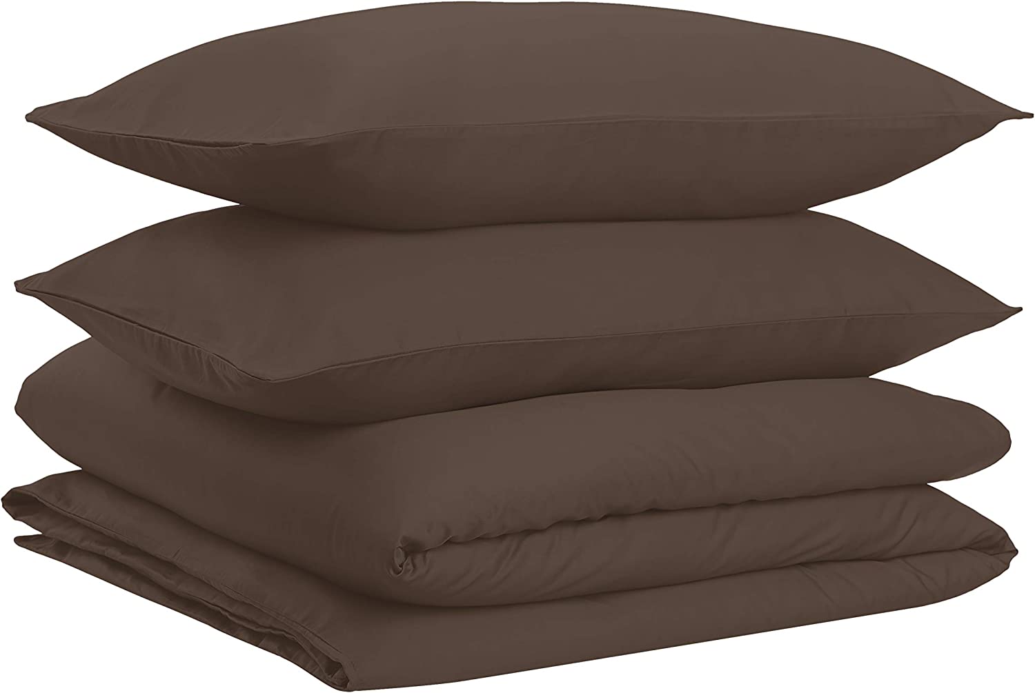 Amazon Basics - Bettwäsche-Set, Satin - 200 x 200 cm / 50 x 80 cm x 2, Braun 200 x 200 cm 50 x 80 cm x 2 Kissenbezug Brown