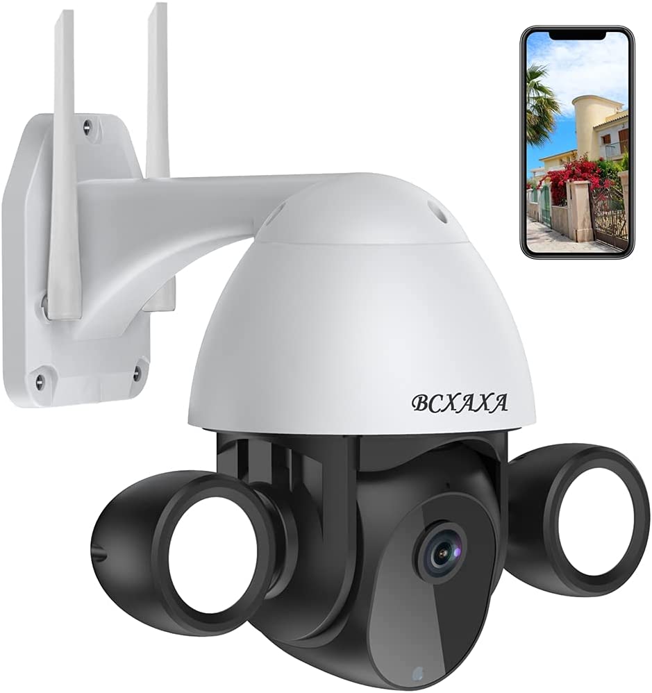 BCXAXA Outdoor Surveillance Camera, WiFi Camera, Outdoor 3MP Wireless Camera with 355° Rotation, Motion Detection, 2-Way Audio, IP66 Waterproof, 30 m Night Vision in Colour, Automatic Tracking