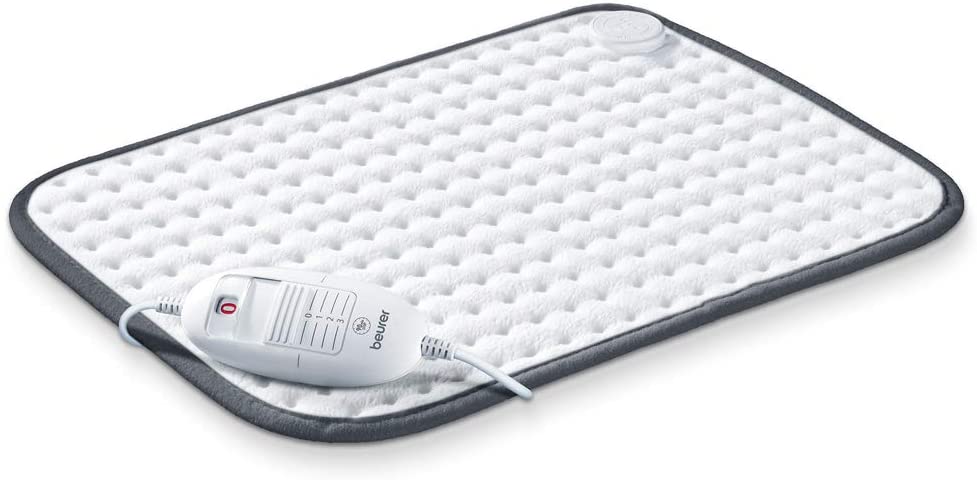 Beurer heating pad HK 41, cuddly heat pad with 3 temperature settings and automatic switch-off, machine washable, made in Europe, white / gray extra fluffy surface