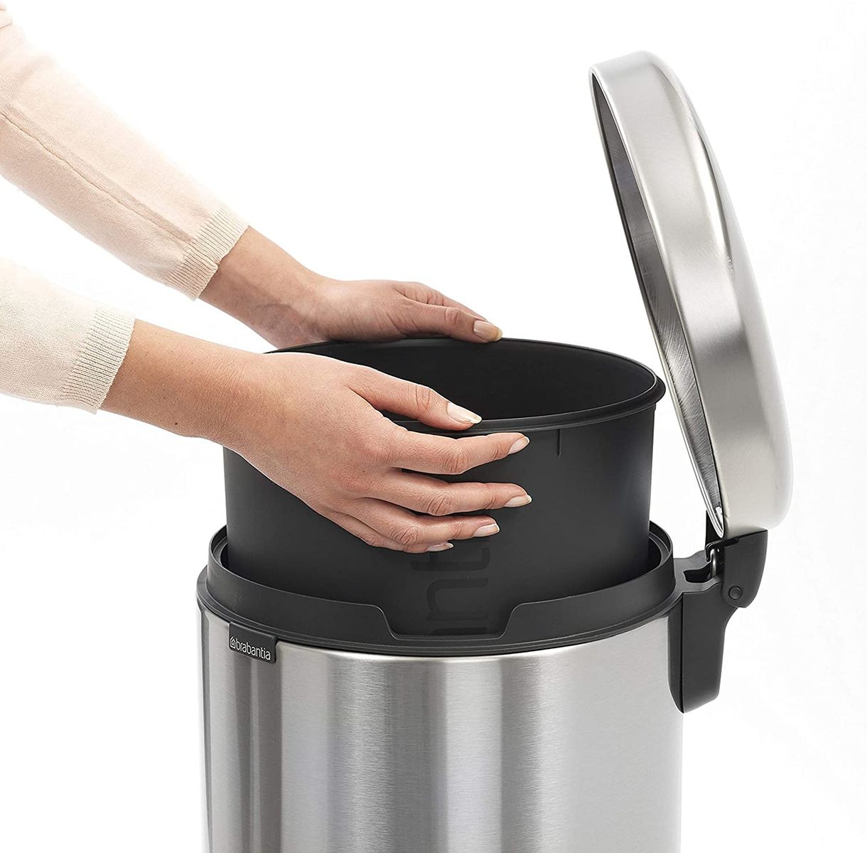 Brabantia Pedal bin with plastic inner bucket, steel, Matt steel, 20 liters