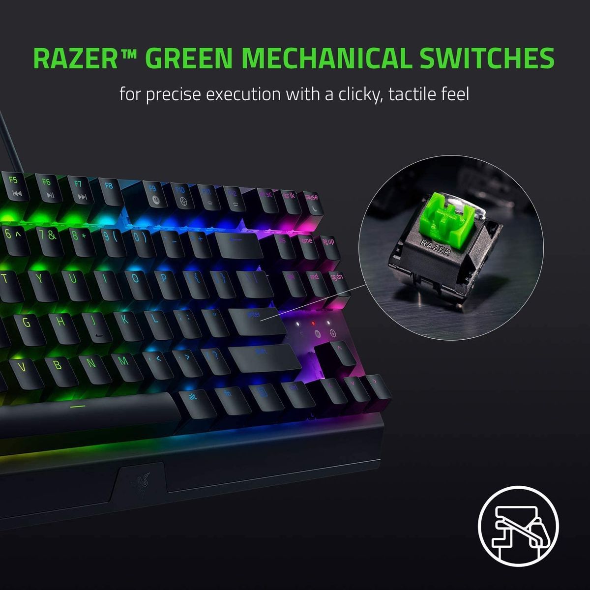 Razer BlackWidow V3 TKL Gaming Keyboard Green Switches Chroma RGB US-Layout ISO