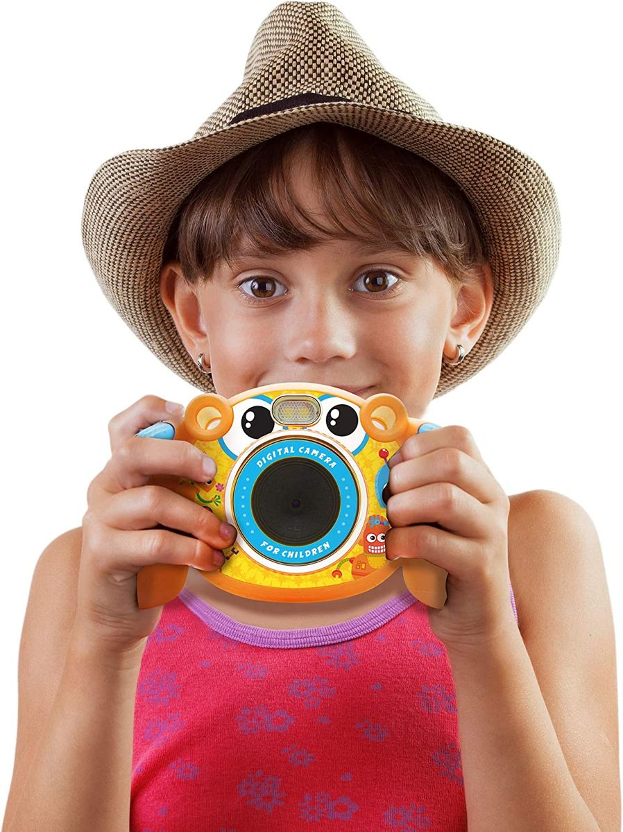Easypix Kiddypix Robozz Kinderkamera mit Fotorahmen, mit Spielen, bis zu 5 MP Auflösung, 5 cm (2 Zoll) Display, Orange, 10092