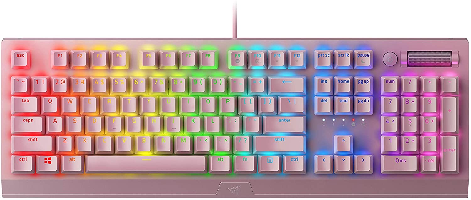 Razer BlackWidow V3 Gaming Keyboard Green Switches RGB Quartz US-Layout ISO