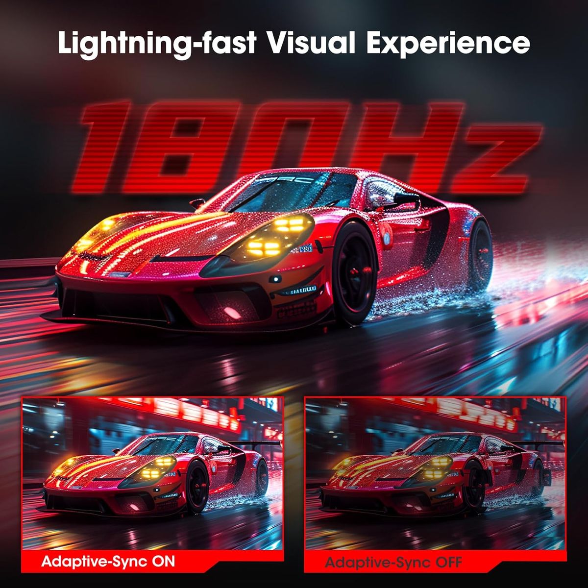 KOORUI Gaming Monitor 27 Zoll, 1500R Fläche Bildschirm 2560X1440 (QHD), 180HZ 1ms Mornitor, DCI-P3 85%, Ultradünne Blende, Einstellbare Neigung, Unterstützt HDMI/DP