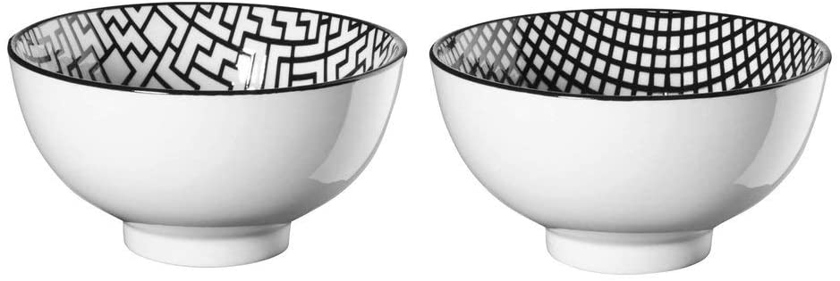 asa 90906071 Maori - casings - porcelain - Black/white - 2 he set - Ø 11 cm - height 6 cm