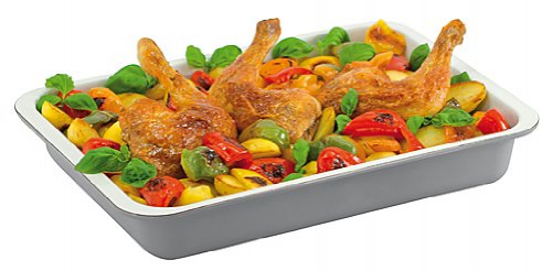 Zenker grill and oven pan enamel (40 x 5.5 x 29 cm) SPECIAL COOKING, rectangular baking pan with enamel seal, roasting pan for crispy roasts & juicy casseroles (color: cream / gray), quantity: 1 piece