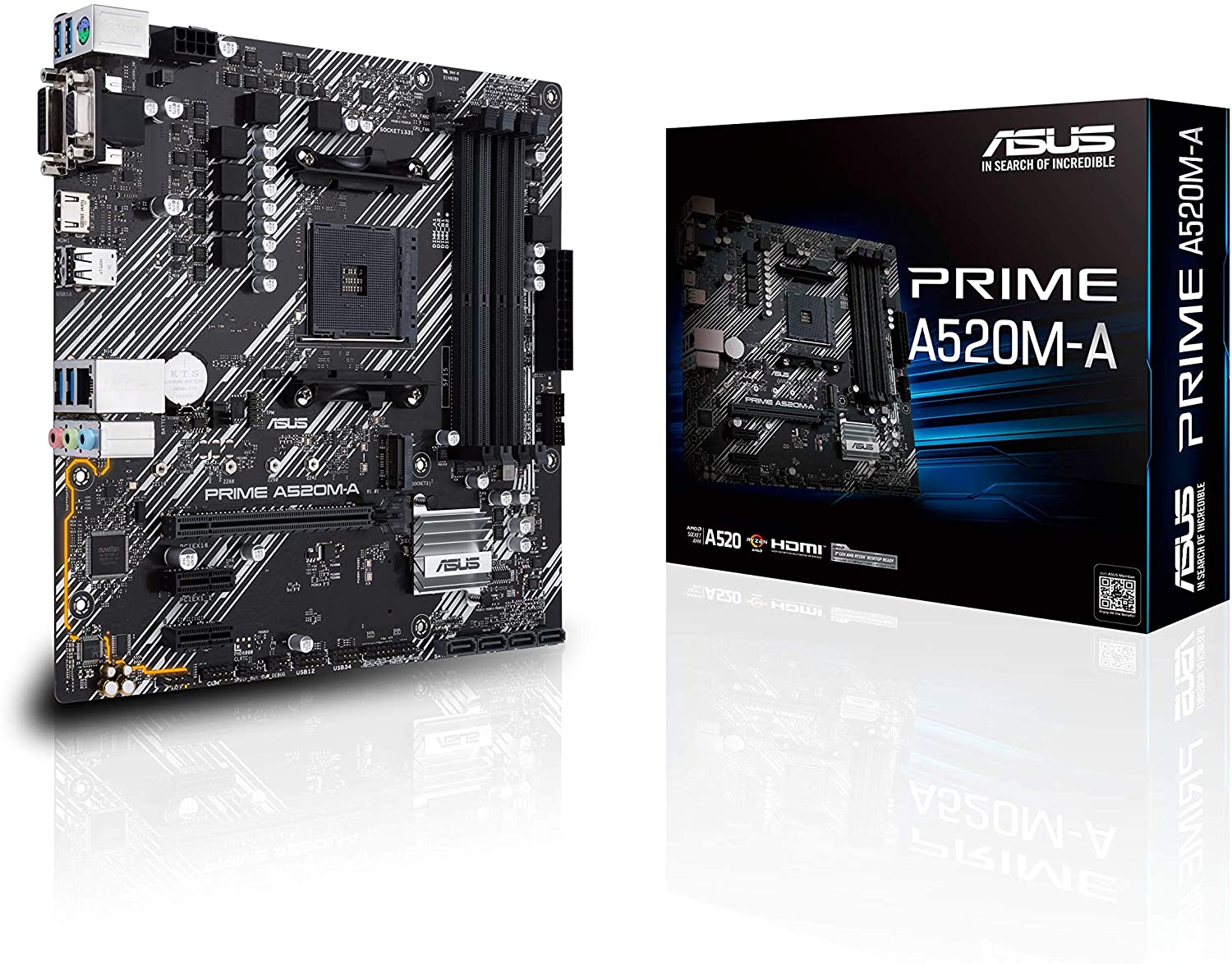 ASUS PRIME A520M-A Motherboard micro ATX Socket AM4 AMD A520 USB 3.2 Gen 1 Gigabit LAN