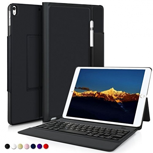 IVSO Bluetooth Tastatur Case für Apple iPad Pro 10.5 Tablet Schwarz DE-Layout