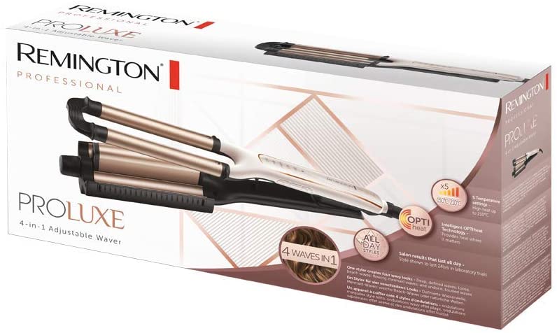 Remington CI91AW ProLuxe 4-in-1-Waver: Beach Waves Natural Casual Waves Water Waves Mermaid Waves Digitalanzeige Temperaturregelung bis 210C Lockenstab Multistyler CI91AW