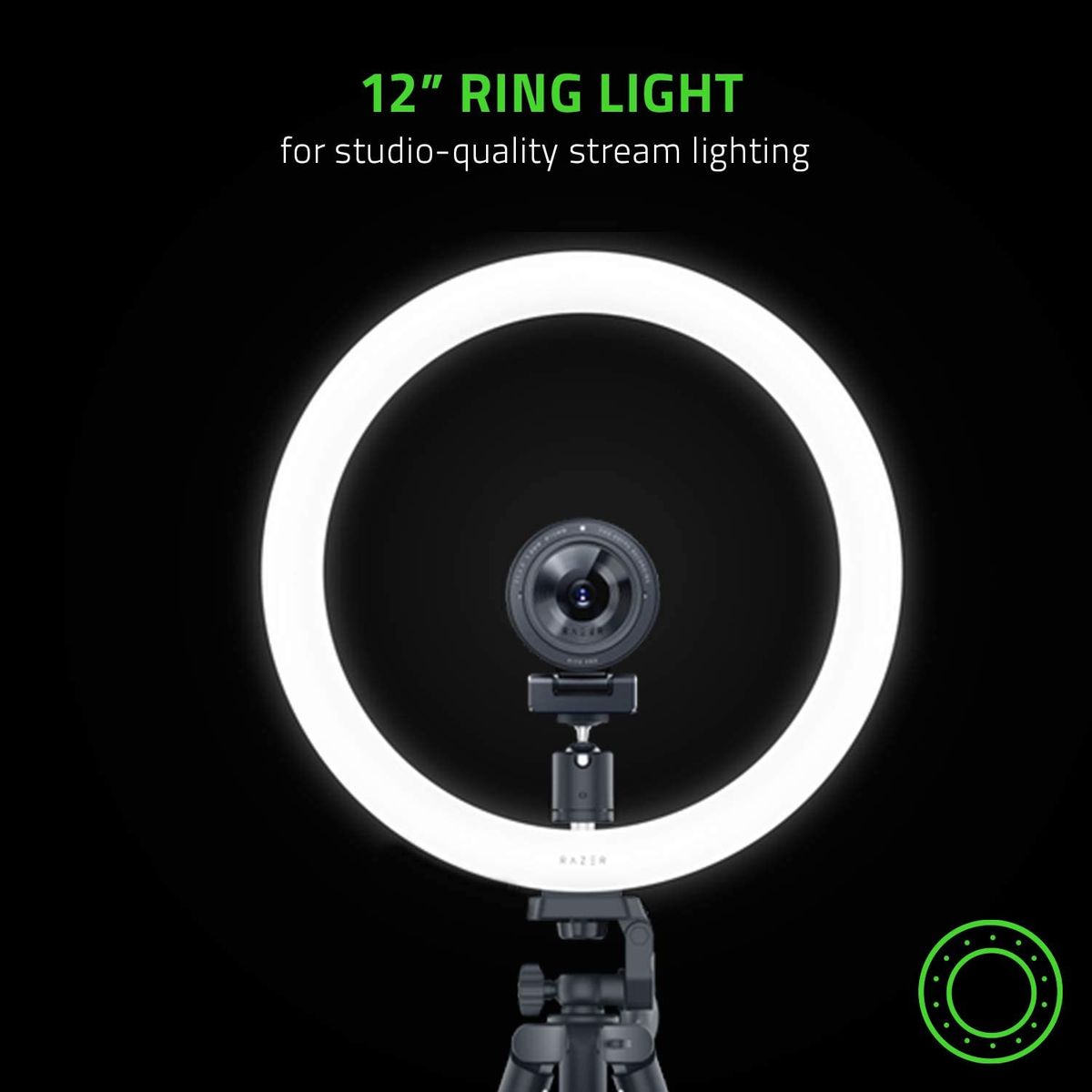 Razer Ring Light 12" USB LED Streaming Broadcasting Tripod Stand Phone Holder