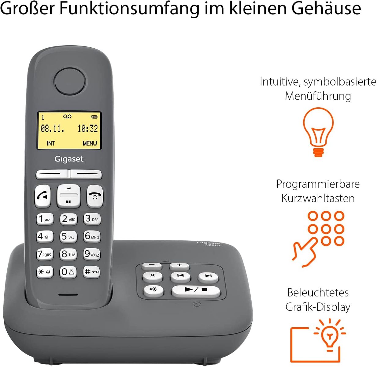 Gigaset A280A Duo 2 Schnurlose Telefone Anrufbeantworter Brillante ...