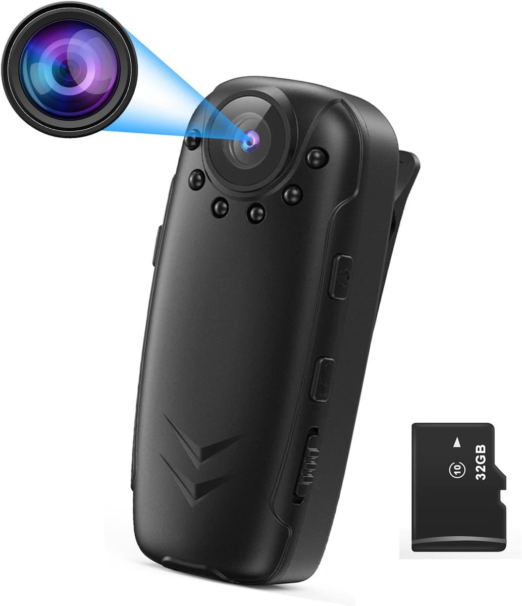 TDW Kleine Kamera ohne WLAN, HD 1080P Mini Überwachungskamera mit 32G SD Karte Aufzeichnung Kleine Kamera mit Bewegungserkennung Nachtsicht Mini Body Cam für Innen Aussen Überwachung