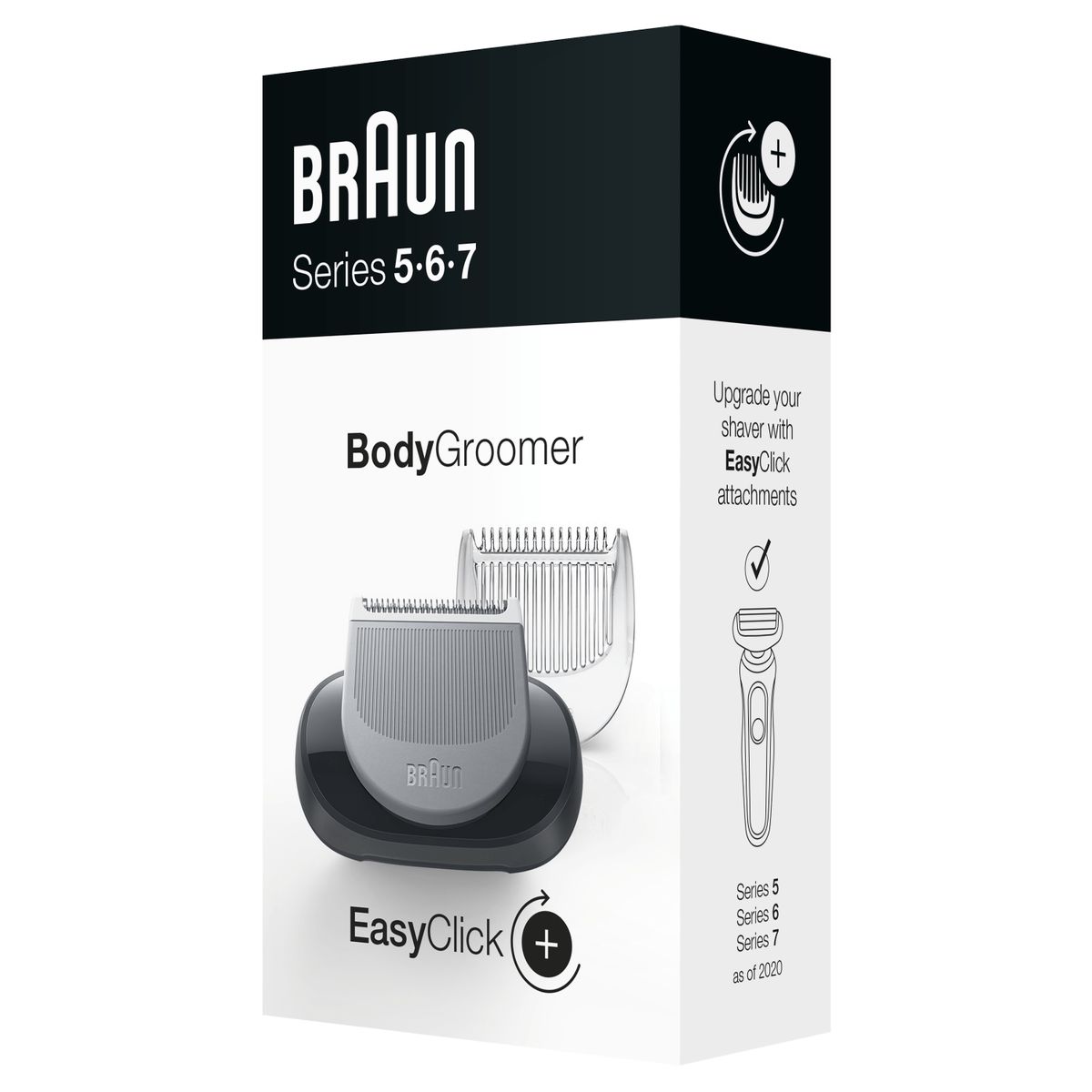 Braun EasyClick Bodygroomer attachment for shaver men, compatible with Series 5, 6 and 7 electric shavers (shaver models from 2020) Bodygroomer Single