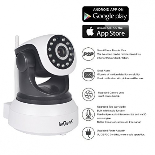 ieGeek IP Camera 720P Wi-Fi IP Cam Security System Video Recording Two-Way Audio