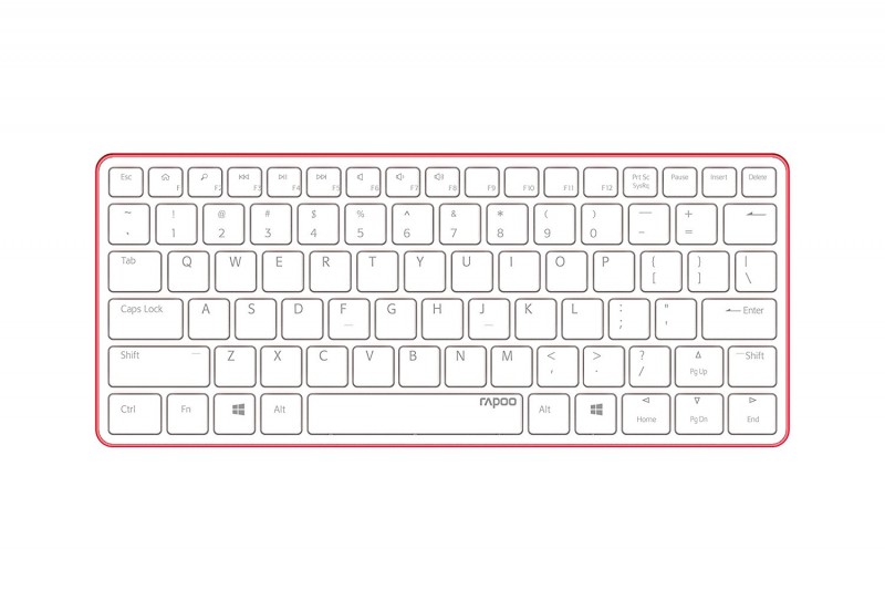 rapoo E6350 - Bluetooth Ultra-slim Keyboard weiss-rot (DEU Layout - QWERTZ)