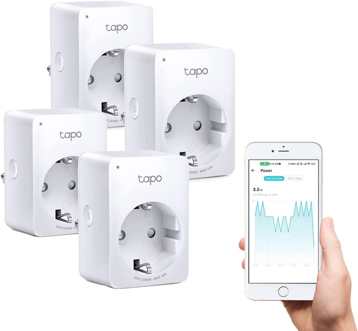 TP-Link Tapo Smart WLAN Steckdose Tapo P110 Energieverbrauchsmesser Smart Home Alexa Steckdose funktioniert mit Alexa Google Home Sprachsteuerung Fernzugriff Mini 4 Pack Mini Verbrauchsanzeige