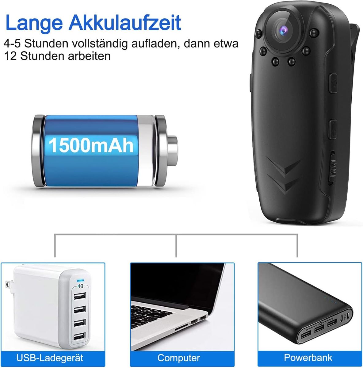 TDW Kleine Kamera ohne WLAN, HD 1080P Mini Überwachungskamera mit 32G SD Karte Aufzeichnung Kleine Kamera mit Bewegungserkennung Nachtsicht Mini Body Cam für Innen Aussen Überwachung