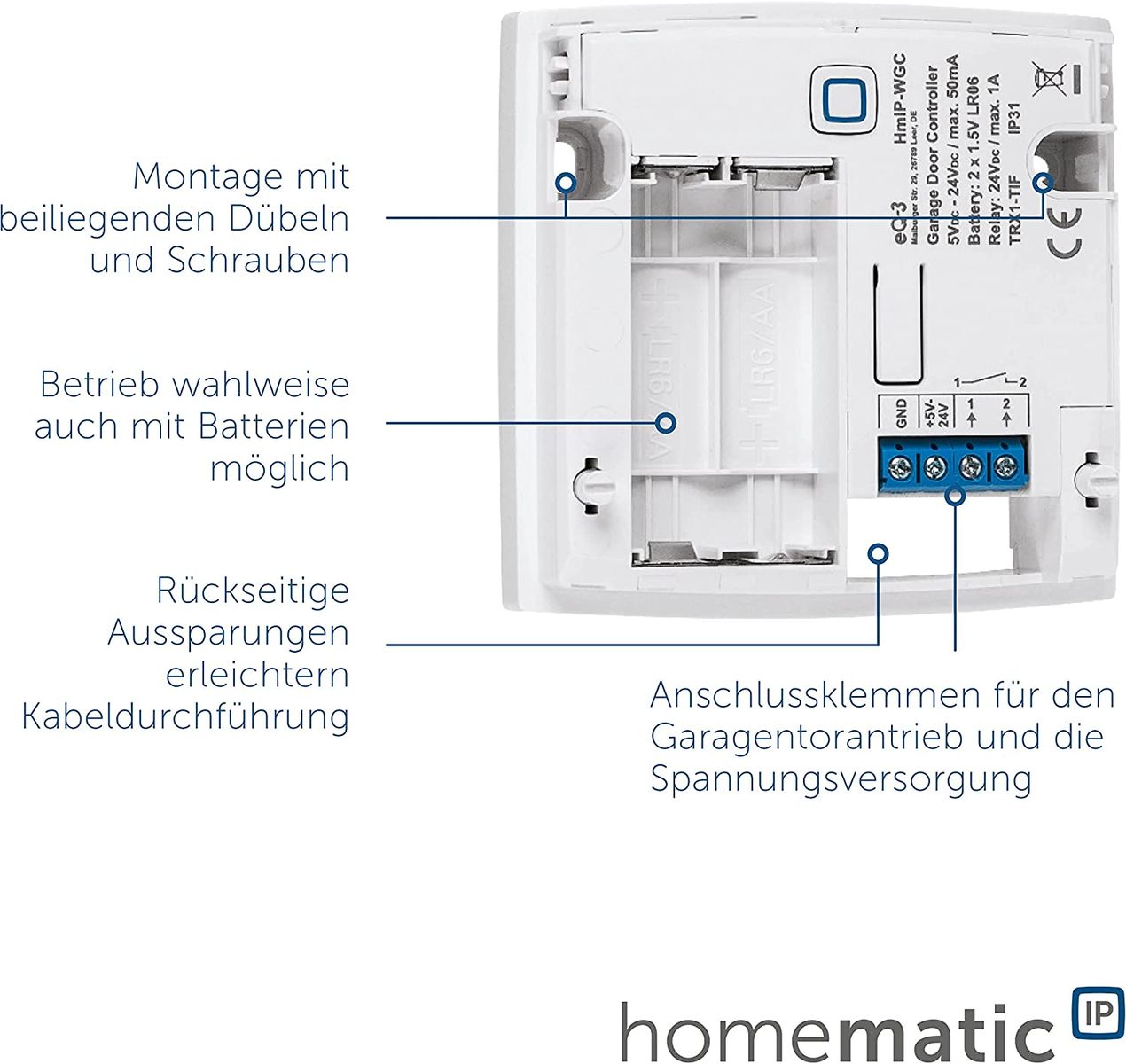 Homematic IP Smart Home Garagentortaster, smarte Garagentorsteuerung zum Nachrüsten, 150586A0 Homematic IP Smart Home Garagentortaster, smarte Garagentorsteuerung zum Nachrüsten, 150586A0