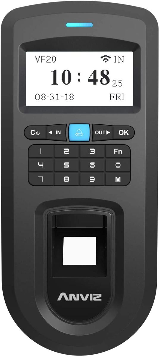 ANVIZ VF20: Biometric access control and PIN code, TCP/IP and Wi-Fi connection