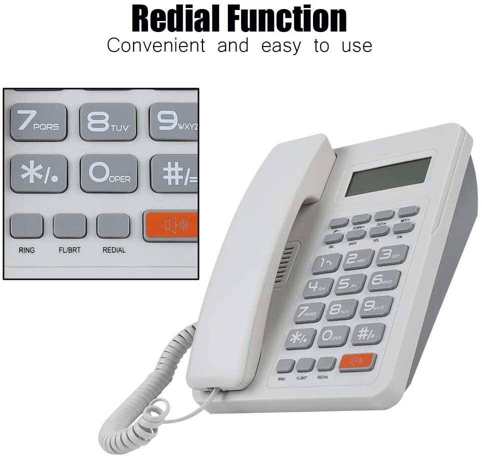 Bewinner DTMF/FSK Dual System Corded Phones Operated via the Telephone Line, Simple Flash Function Landline Phone with Automatic Identification Caller ID