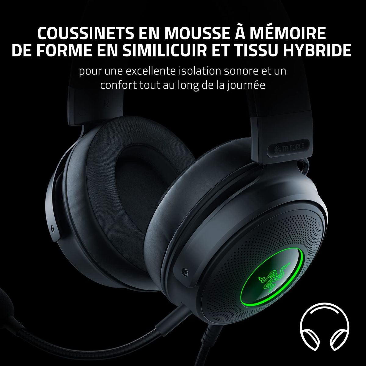 Razer Kraken V3 Gaming Headset Virtual 7.1 Surround-Sound USB Chroma RGB for PC Mac PS Black