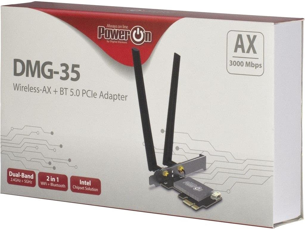 Inter-Tech DMG-35 Wi-Fi6 + BT5.0 2in1 WLAN + Bluetooth 5.0 PCIe Adapter 3000Mbps