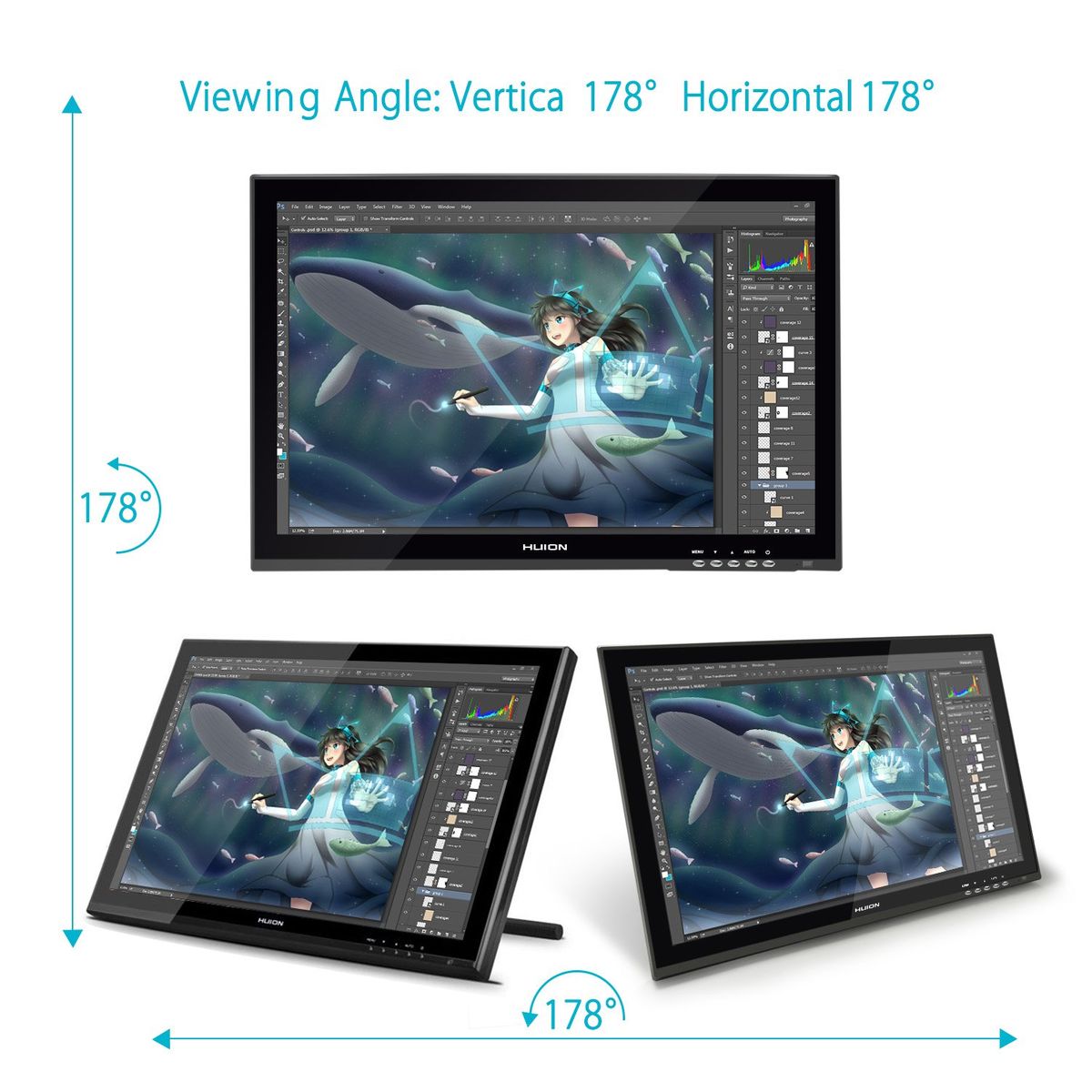 Huion GT-190 Pen Display Graphics Drawing Tablet Monitor - Plug-Type F (EU)
