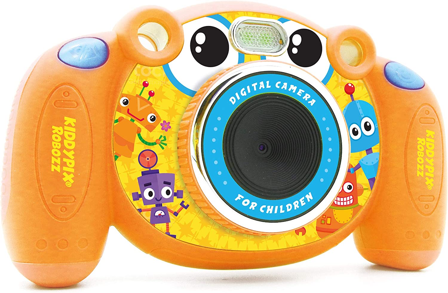 Easypix Kiddypix Robozz Kinderkamera mit Fotorahmen, mit Spielen, bis zu 5 MP Auflösung, 5 cm (2 Zoll) Display, Orange, 10092