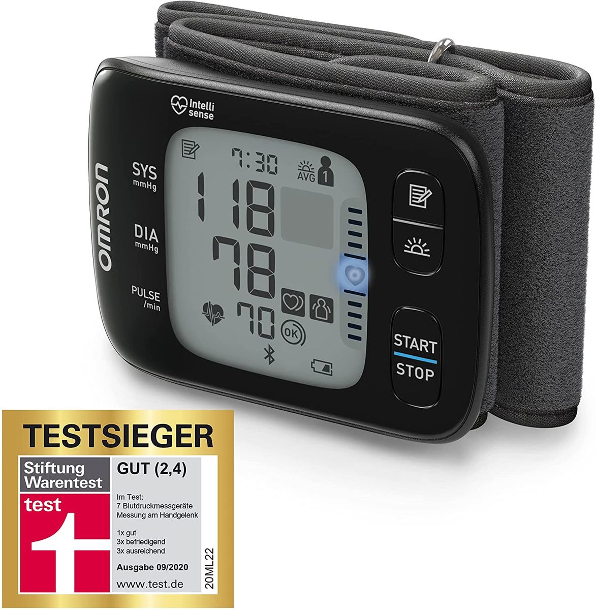 Omron RS7 Intelli IT wrist blood pressure monitor - blood pressure monitoring device - Bluetooth and smartphone compatible