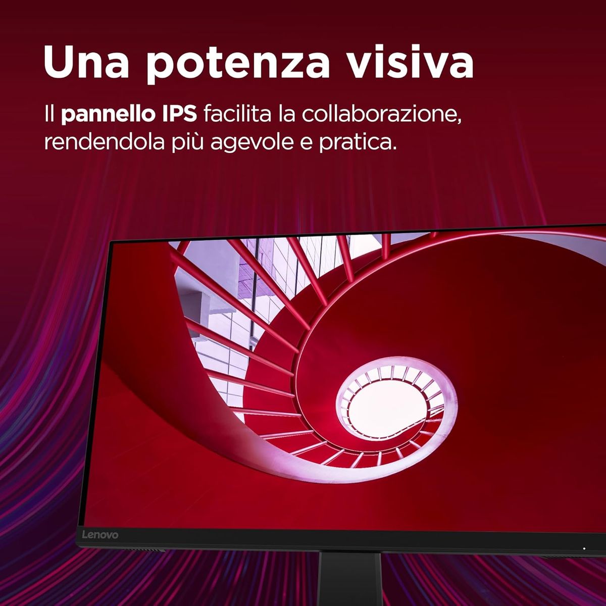 Lenovo N27q Monitor 27“ QHD (2560x1440) IPS, 4ms, 100Hz, HDR, Frameless, Regolabile, HDMI 2.1 + DP, Low Blue Light/Flicker Free, VESA 100x100