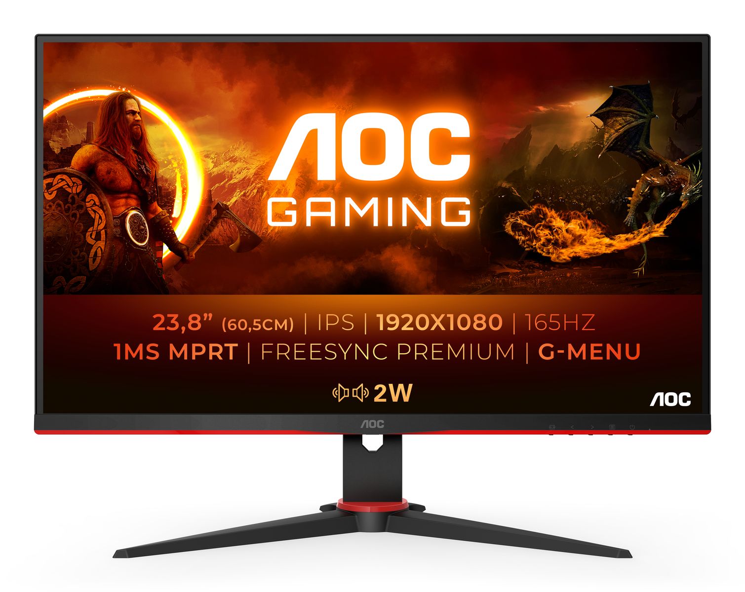 AOC G2 24G2SPAE/BK LED display 60,5 cm (23.8") 1920 x 1080 Pixel Full HD Schwarz, Rot
