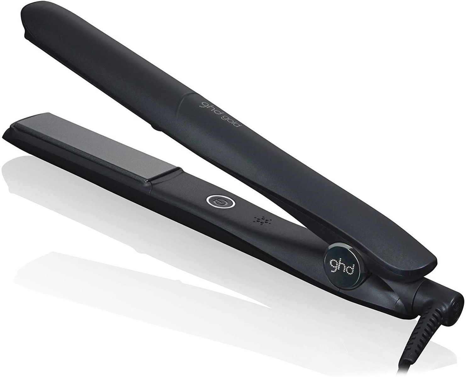 ghd gold styler, professional straightener with optimal styling temperature, black