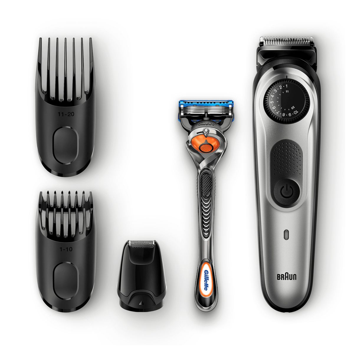 Braun Beard Trimmer and Hair Trimmer BT5065, 39 Length Settings, AutoSense Technology, Precision Cutting Head, Incl. Gillette Razor, Black / Silver