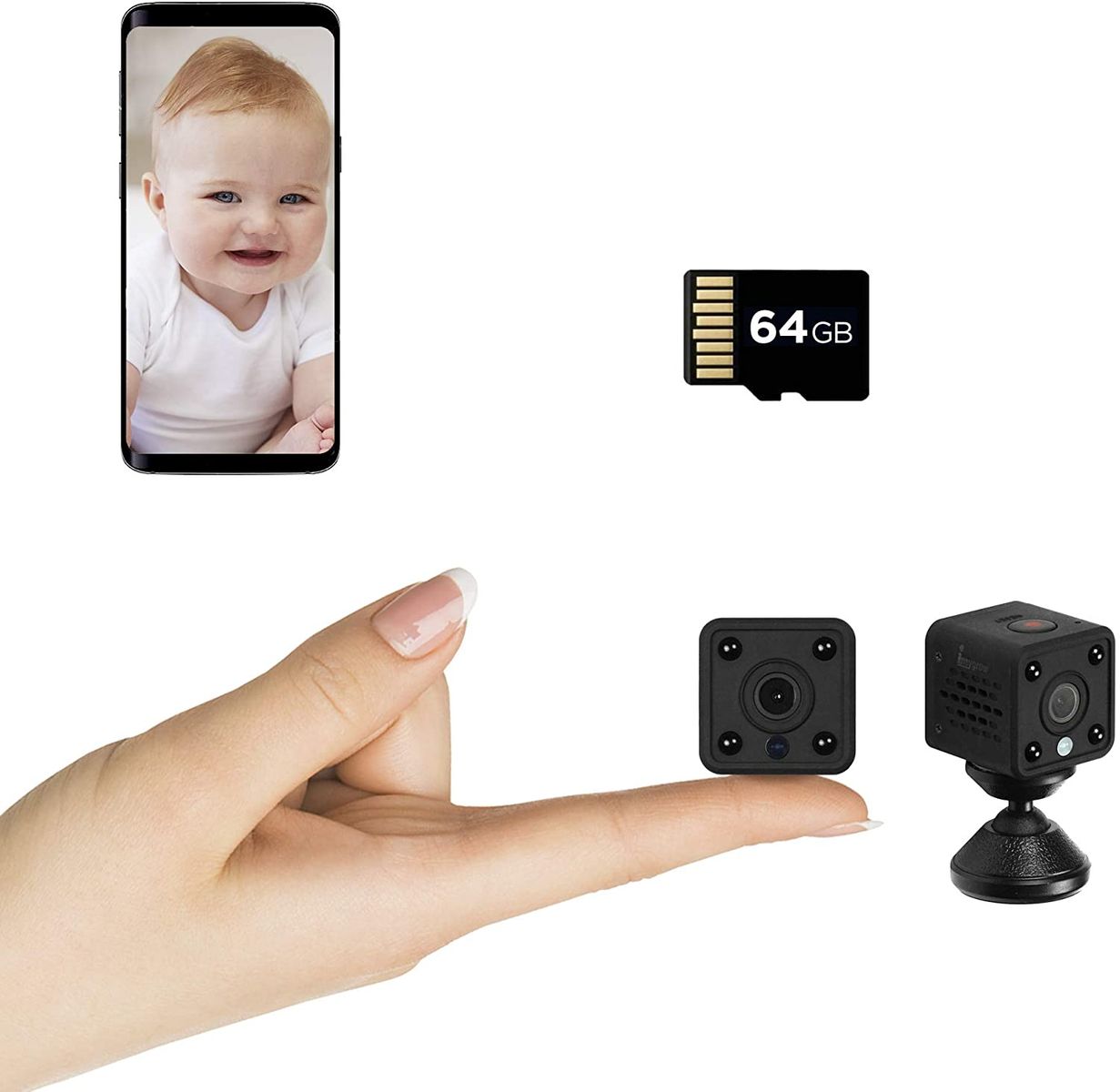 Insygrow Hidden Camera With Sd Card 64 Gb Included Spy Camera Wifi Mini Micro Camera Indoor Outdoor Professional Surveillance Camera Infrared Wireless Spy Cam