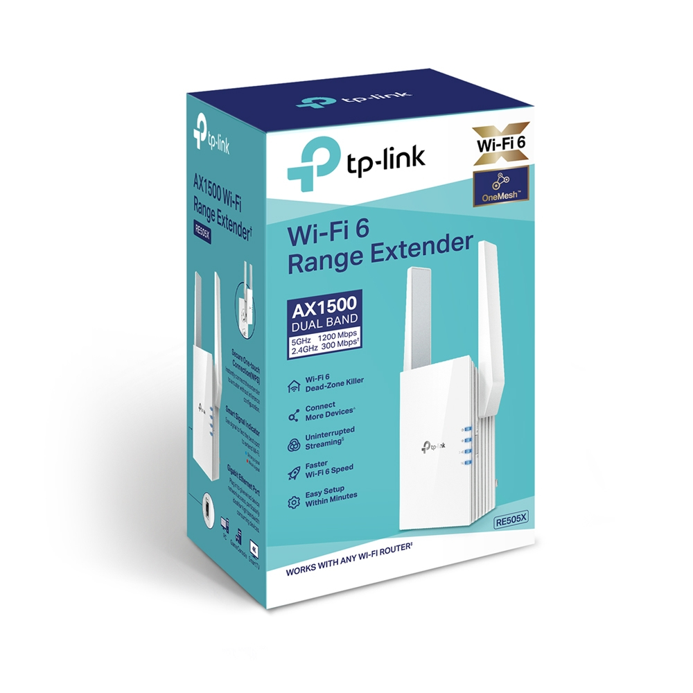 TP-Link RE505X AX1500 Wi-Fi 6 Mesh Dual Band WLAN Repeater White v1.0