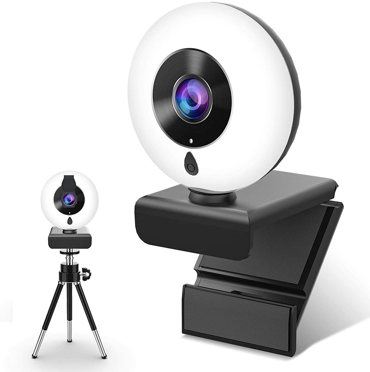 NIYPS 2K HD Webcam with Microphone and Light Ring, Webcam with Cover and Tripod for PC/Mac/Laptop/Desktop, Web CAM for YouTube, Skype, Zoom, Xbox One, PS4 and Video Conferencing