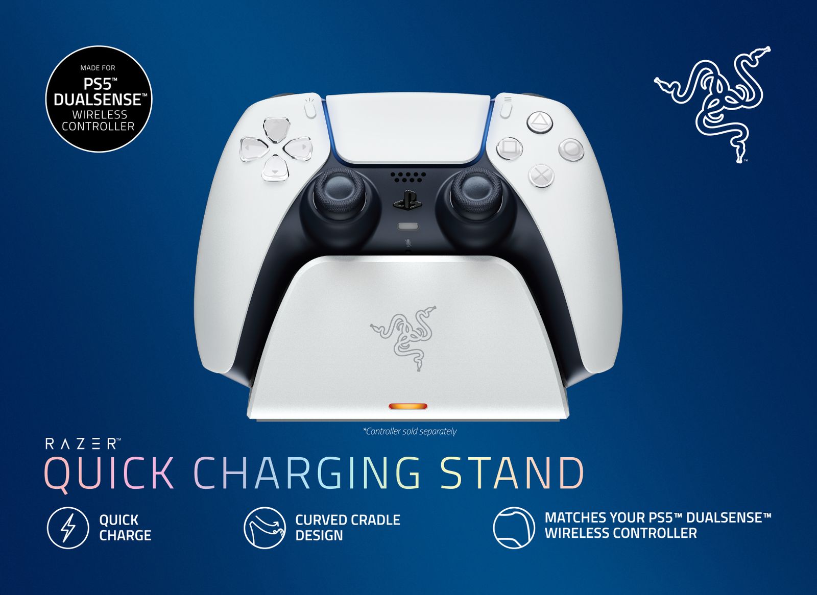 Razer Quick Charging Stand for PS5 Gaming Controller Schnellladestation White