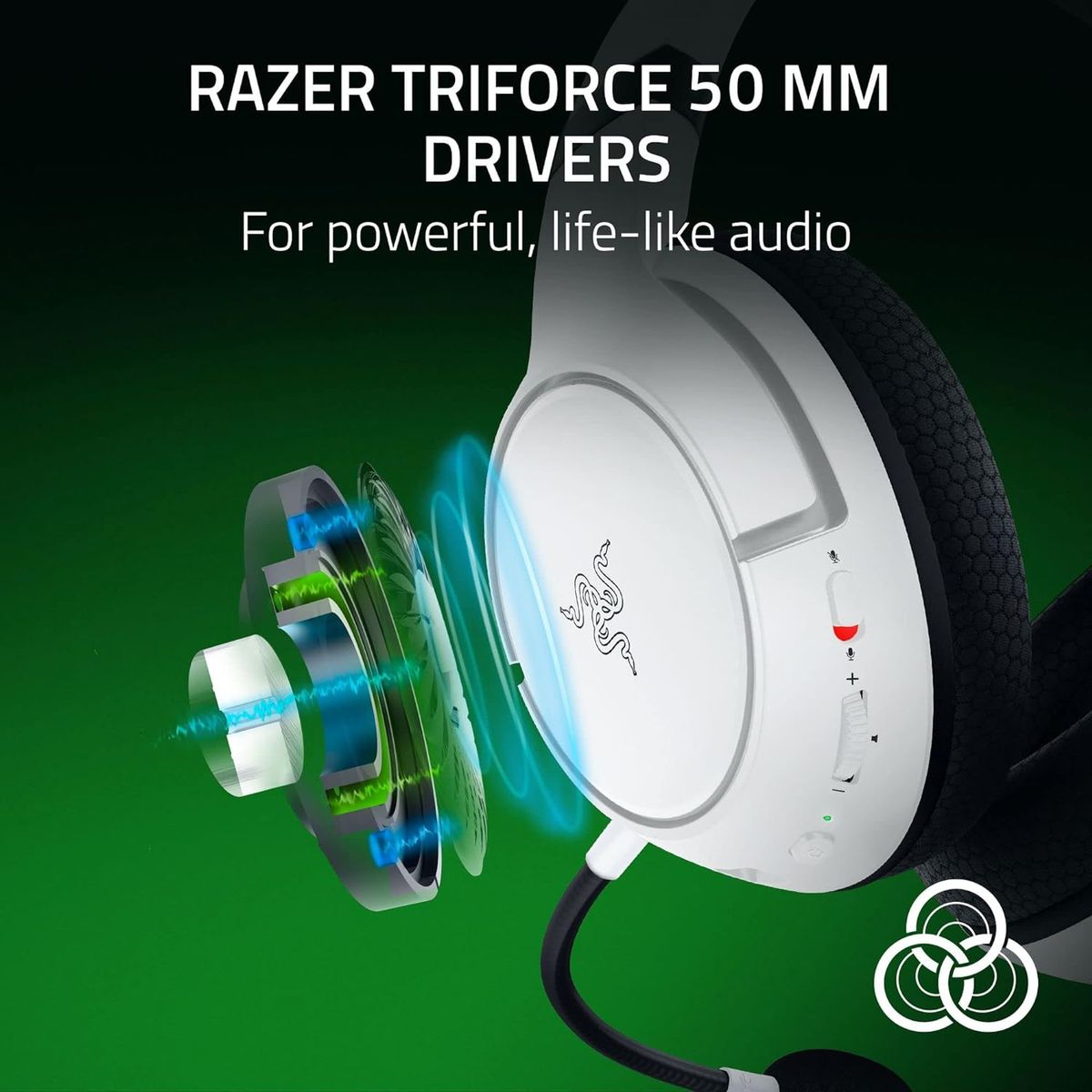 Razer Kaira HyperSpeed - Kabelloses Multiplattform-Gaming-Headset für Xbox (HyperSpeed Wireless, Triforce 50-mm-Treiber, HyperClear Kardioiden-Mik, FlowKnit Memory Foam Ohrpolster) Weiß