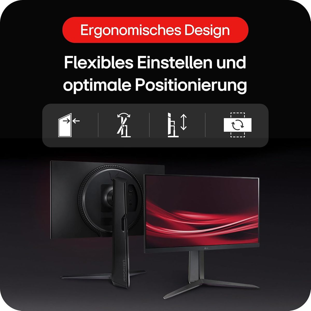 LG Electronics 24GS65F-B.AEU Ultragear™ FHD Gaming IPS-Monitor 24“ (60,47cm), 1920 x 1080, 16:9, 1ms GtG, 180 Hz, HDR10, NVIDIA G-Sync™, AMD FreeSync™ - Schwarz
