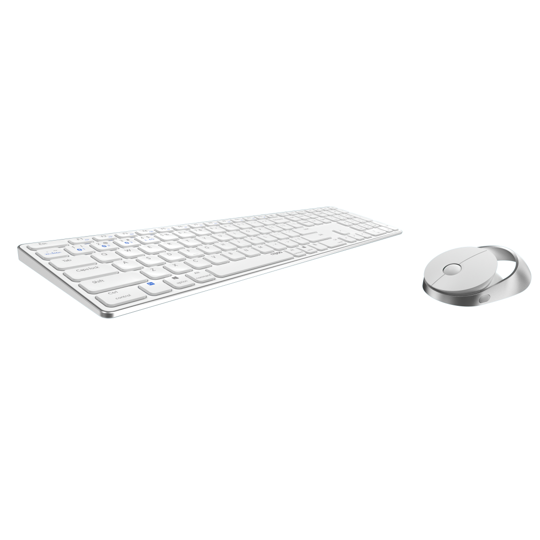 Rapoo 9850M Deskset Dual Wireless Keyboard Mouse Set 1.600 DPI Aluminium White DE Layout